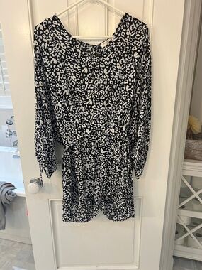 Black and White Leopard Print Women’s Romper